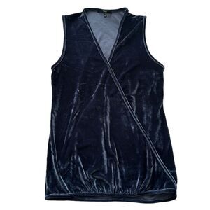 Tart Collection Blue Velvet Faux Wrap Sleeveless Versatile Top Size S